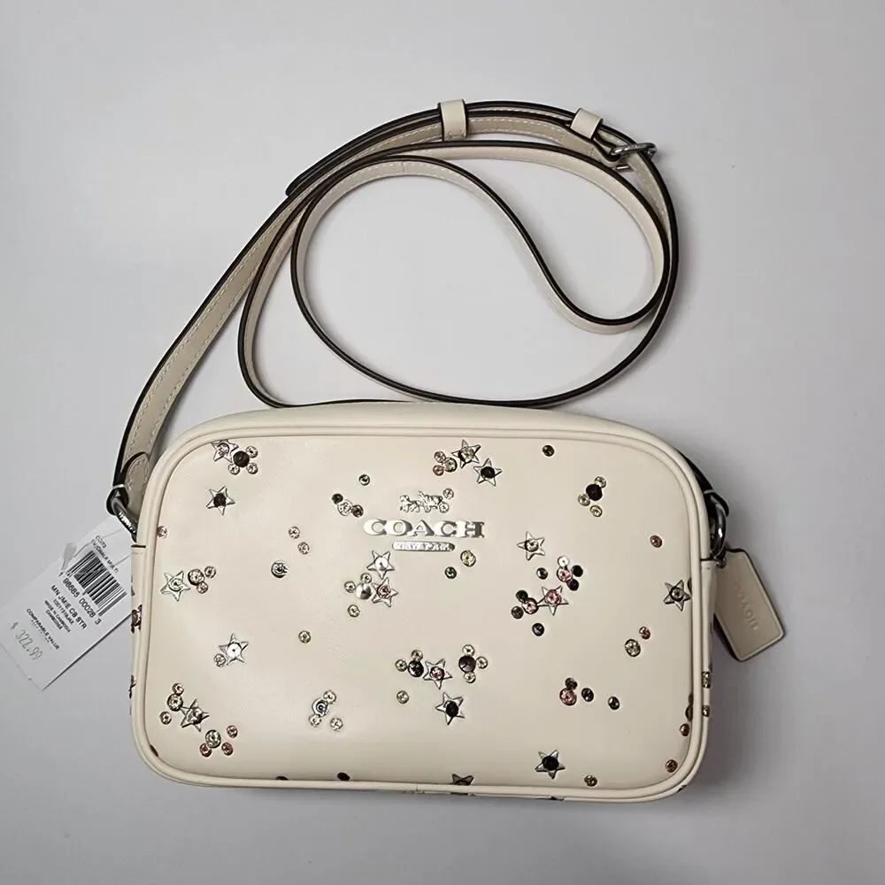 NWT Coach CCI73 Mini Jamie Camera Bag With Star Print Silver /Chalk